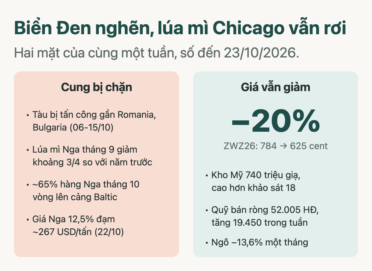 Biển Đen nghẽn nhưng lúa mì Chicago giảm 20%