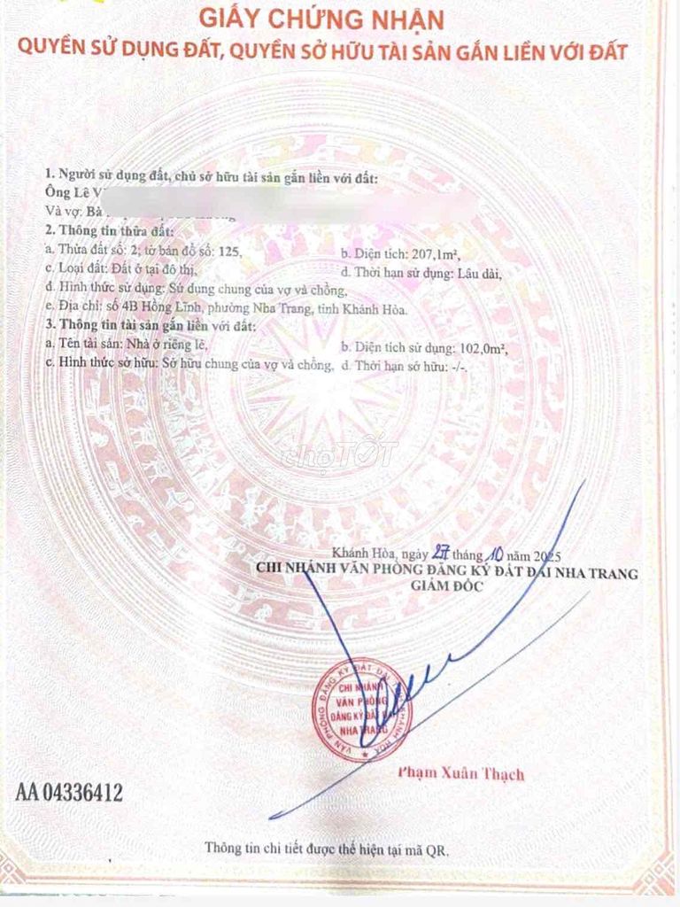 Bán Nhà Đất Mặt Tiền Hồng Lĩnh Phước Hoà Nha Trang Ngang 7m